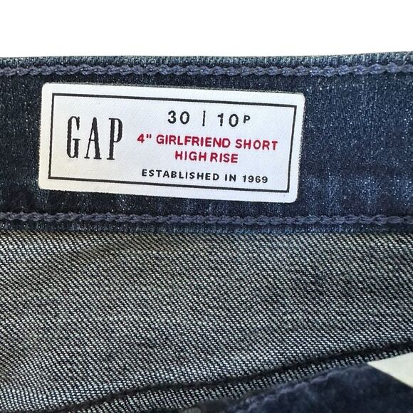 GAP Multi ~ Black/Blue Jean shorts ~ Girlfriend fit~ Highrise 4” ~ size 30/10P - Picture 8 of 12